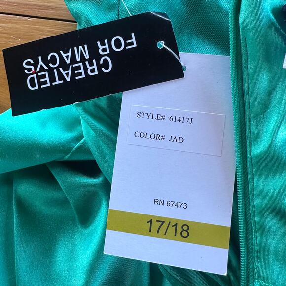 NWT Violet Weekend One Shoulder Satin Cascading Ruffle Gown Jade Size 17/18 - Picture 12 of 15